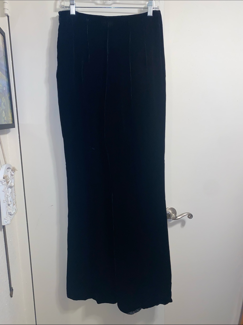 Kate Hill Black Velvet Wide Leg Pants High Rise Lined Side Zip 8 - Picture 4 of 11